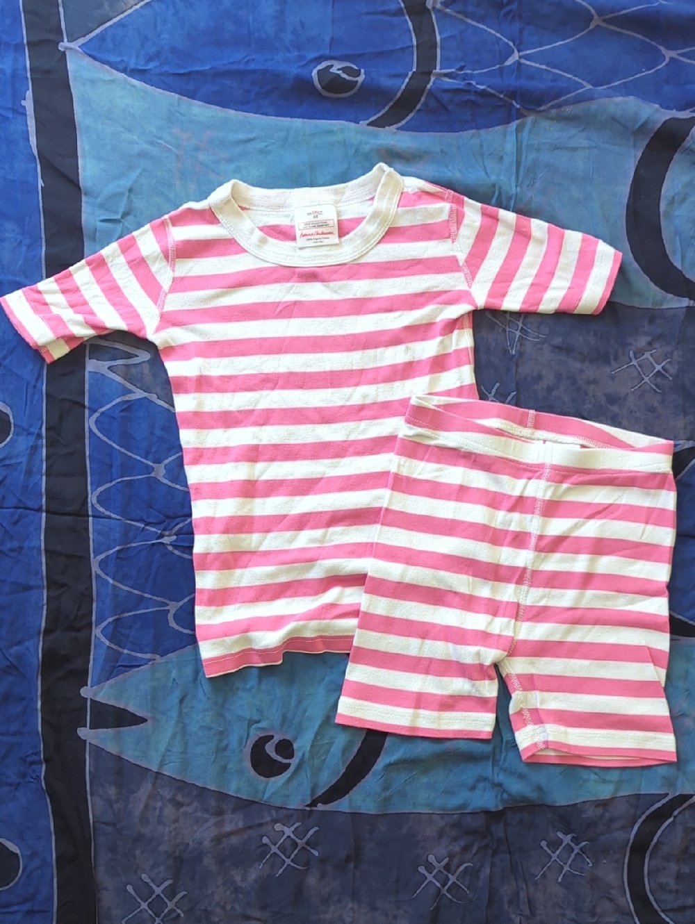 Hanna Andersson Kids Pink & White Stripe Pajama Set Sz 130 8 Organic Cotton EUC